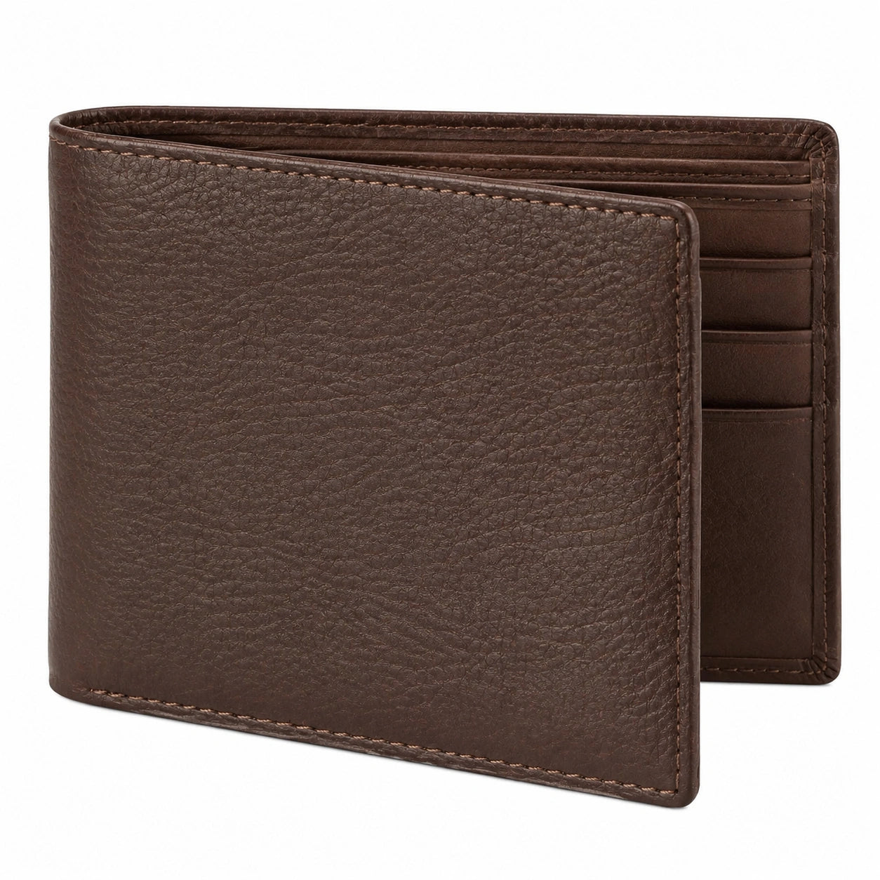 Portefeuille homme 11.5 × 9.5 × 1.5 cm aspect cuir marron pliant à cartes