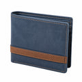 Portefeuille pliant 12 x 2 x 9.5 cm en matière synthétique bleu marine marron style bicolore