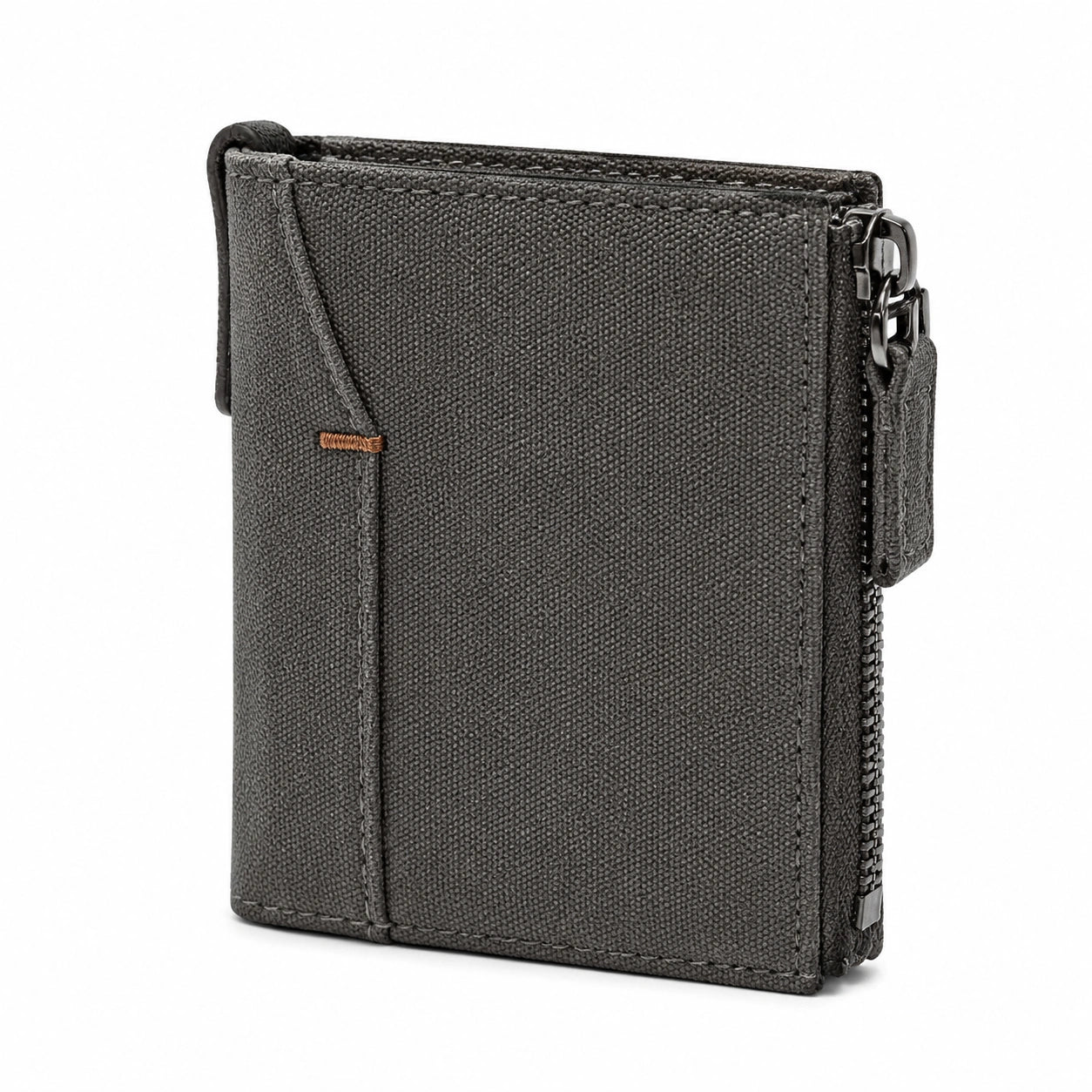 Portefeuille compact 11.5 x 2 x 9.5 cm en matière synthétique gris anthracite avec fermeture zippée