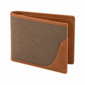 Portefeuille pliant 12 x 9.5 x 1.5 cm textile et similicuir marron style classique