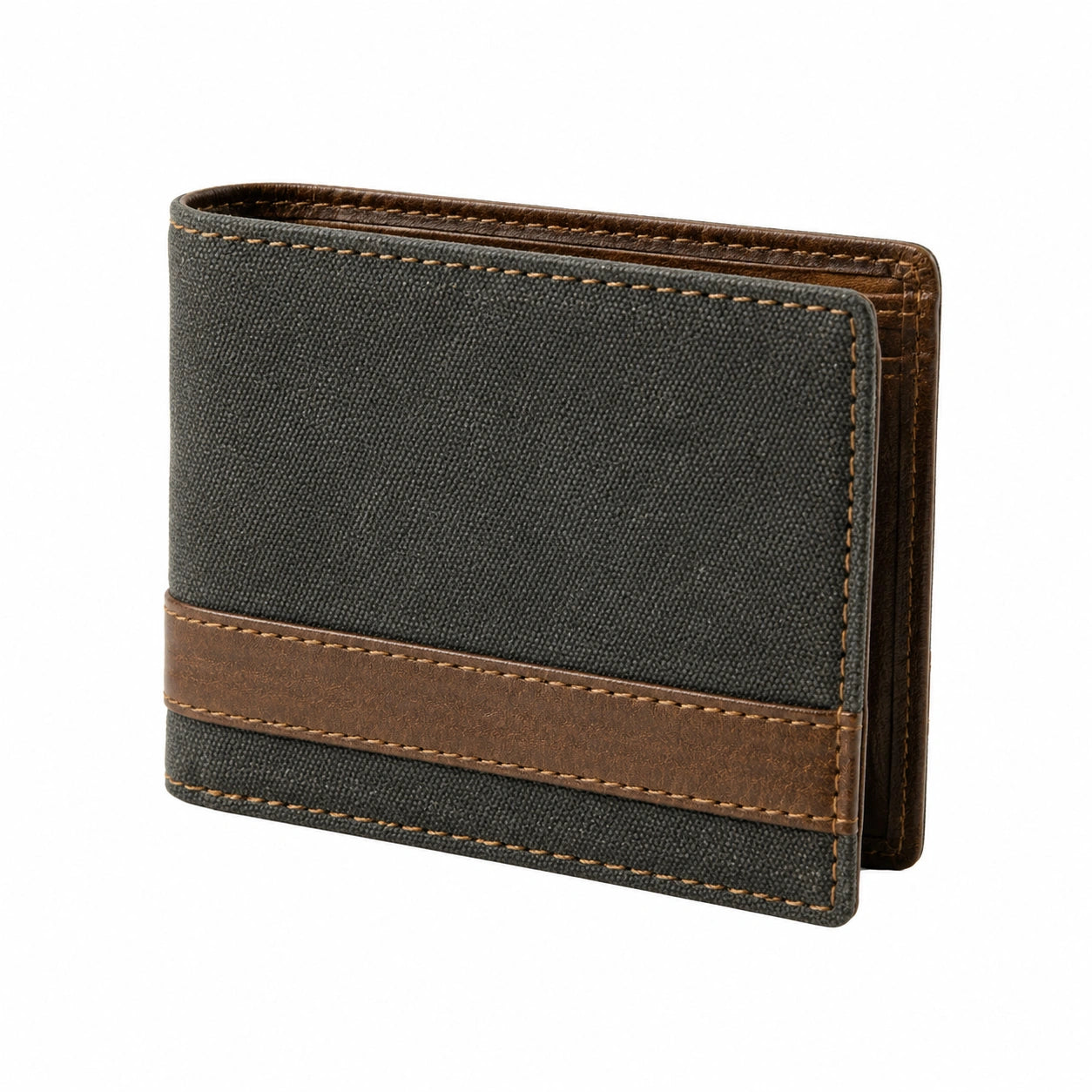 Portefeuille bifold 12 cm textile noir marron style décontracté