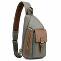 Sac à dos bandoulière 18 x 8 x 30 cm simili cuir vert kaki marron urbain