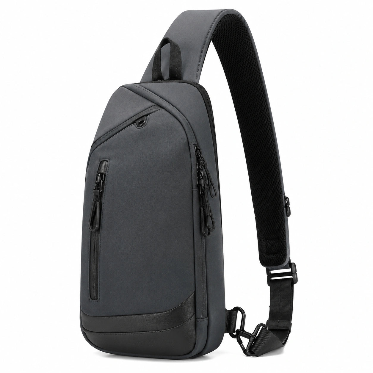 Sac bandoulière 18 x 8 x 32 cm noir en textile synthétique style urbain avec poches zippées