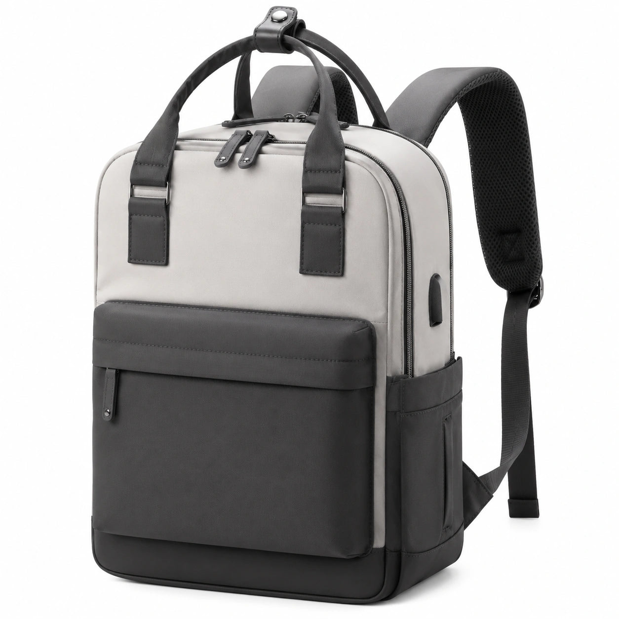 Sac à dos 30 x 15 x 40 cm en textile gris et noir pour ordinateur style urbain
