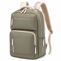 Sac à dos 30×18×42 cm textile vert kaki et beige à compartiments multiples
