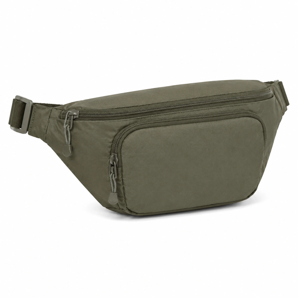 Sac banane 32 x 15 x 8 cm en polyester vert kaki à compartiments zippés