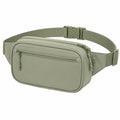 Sac banane 25×8×15 cm en tissu synthétique vert kaki - réglable à compartiments zippés