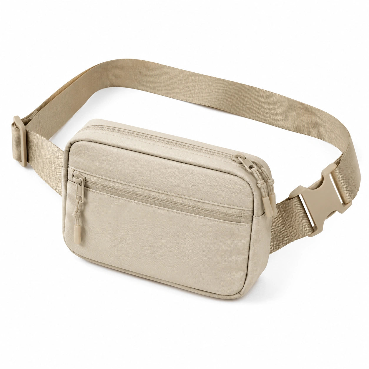 Sac banane 20 x 6 x 14 cm en tissu synthétique beige pour rangement urbain