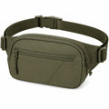 Sac banane 25 x 6 x 15 cm textile synthétique vert kaki à compartiments zippés