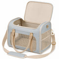Sac de transport pour animal 43 x 25 x 30 cm bleu clair et beige en matière synthétique avec panneaux en maille