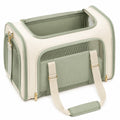 Sac de transport pour animal 45 × 28 × 28 cm en polyester vert sauge et crème avec panneaux respirants