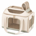 Sac de transport pour animaux 45 × 28 × 30 cm en textile crème beige et vert sauge avec panneaux en maille pliable