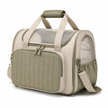 Sac de transport pour animal 45 x 28 x 30 cm textile beige kaki avec maille style matelassé
