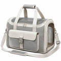 Sac de transport pour animal 45 × 30 × 30 cm gris et beige en textile respirant avec bandoulière