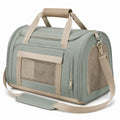 Sac de transport pour animaux 45 × 28 × 28 cm en textile vert sauge avec maille respirante