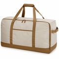 Sac de voyage 60 x 30 x 40 cm en tissu beige et camel à fermeture zippée style week-end