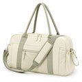 Sac de sport 45 x 23 x 28 cm en tissu synthétique beige vert avec bandoulière amovible